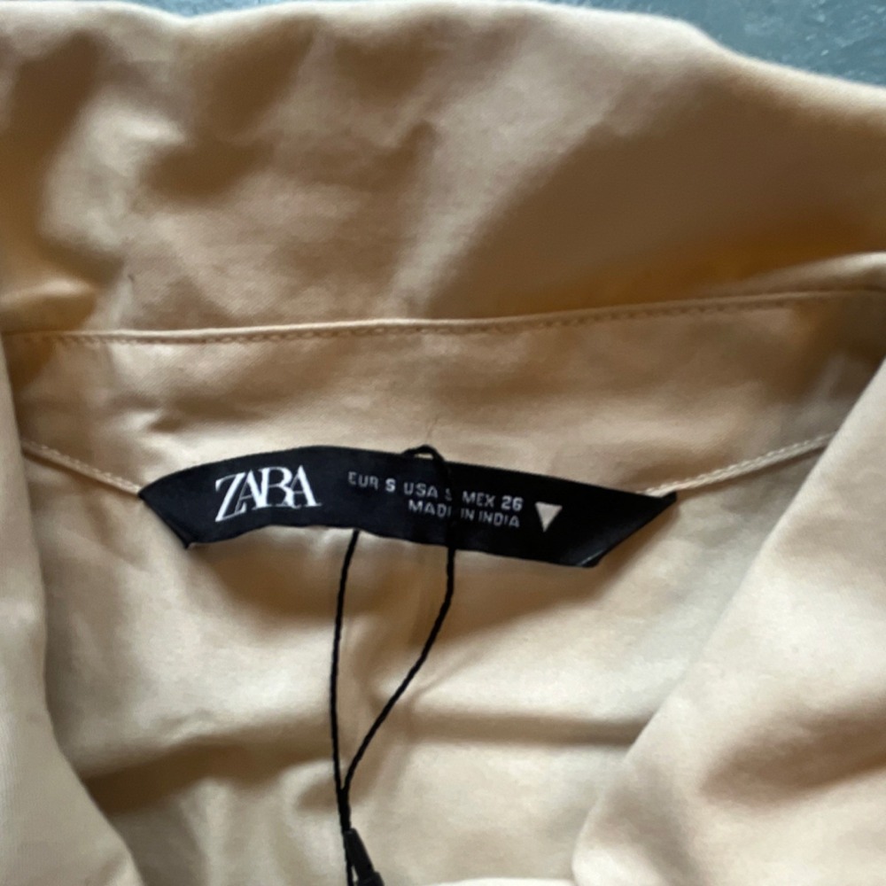 Zara Beige Collared Short Sleeve Wide-Leg Women's Regular Fit Jumpsuit Size S - Picture 3 of 11